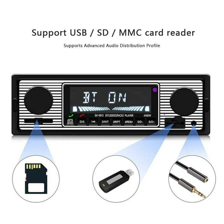 Car Stereo Audio MP3 Player Radio Bluetooth Speaker Card Reader USB/SD/AUX/MMC